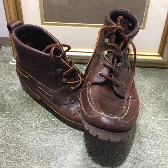 VINTAGE POLO SPORTS LEATHER BOAT BOOTS SIZE 9D - Picture 3 of 13
